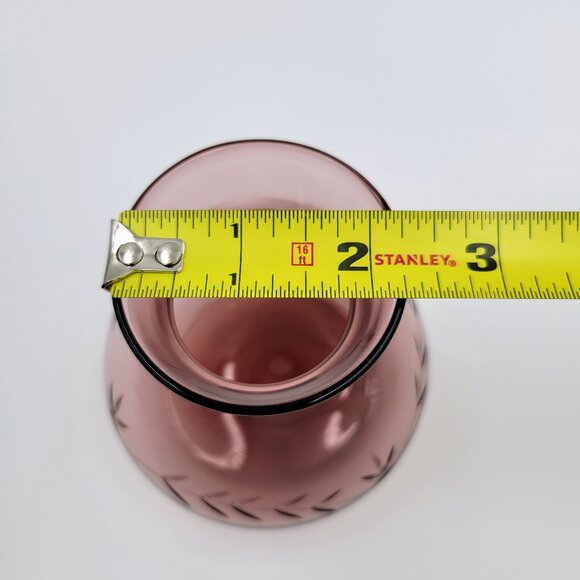 Vintage Cranberry Purple Etched Vase Round Read - Picture 11 of 11